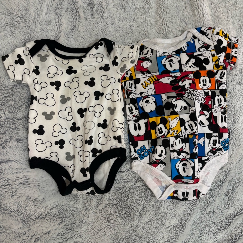 Disney Mickey Mouse Baby Bodysuit Set - Black, White, Multicolor